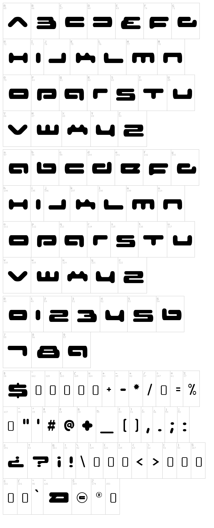 Senior Service font map